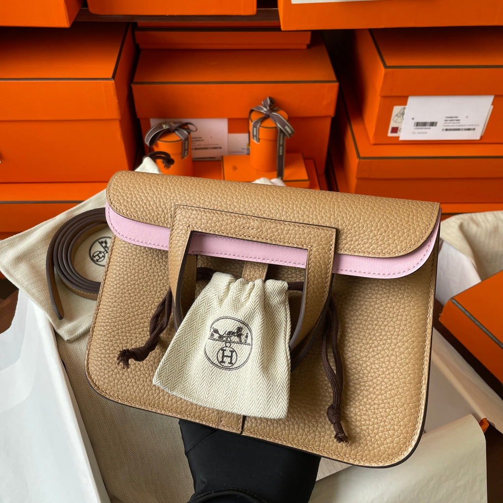 Hermes Halzan 25 Bag Togo Leather Gold H082186 - Default Title - View 6