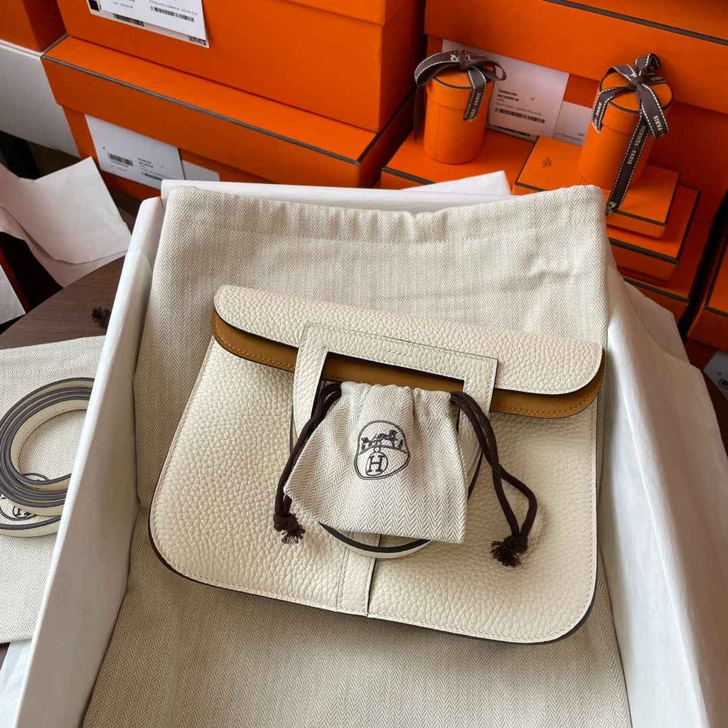 Hermes Halzan 25 Bag Togo Leather Gold H082187 - Default Title - View 4