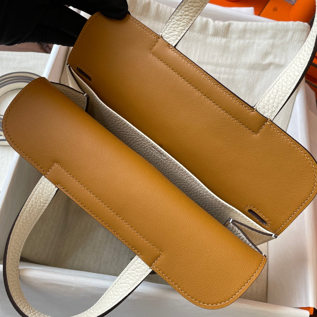 Hermes Halzan 25 Bag Togo Leather Gold H082187 - Default Title - View 8