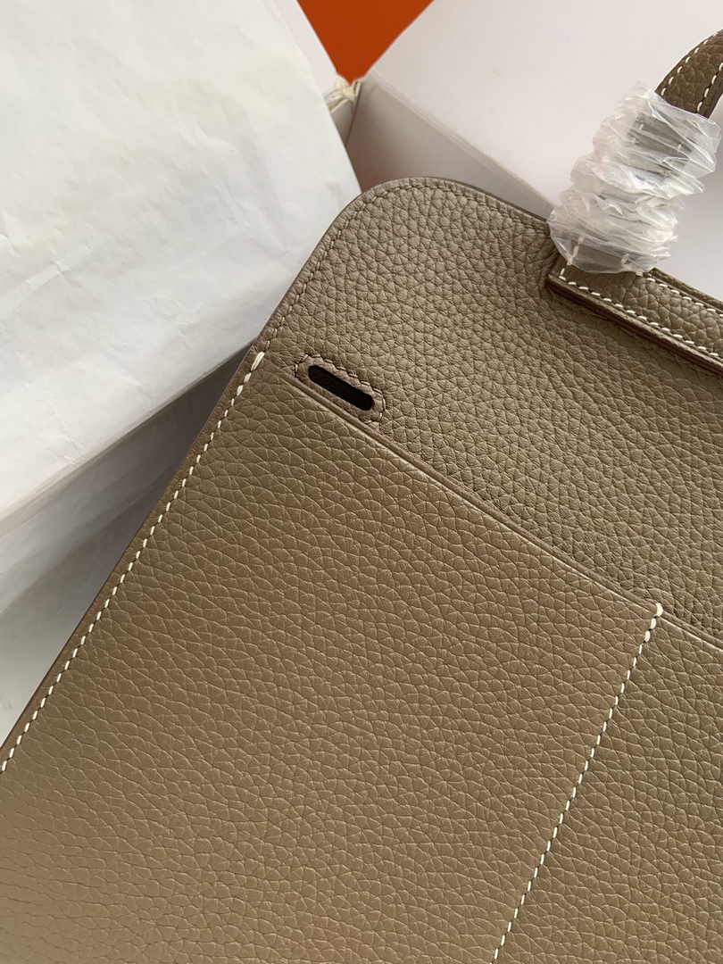 Hermes Halzan 25 Bag Dark Gray Togo Leather Gold H082164 - Default Title - View 7