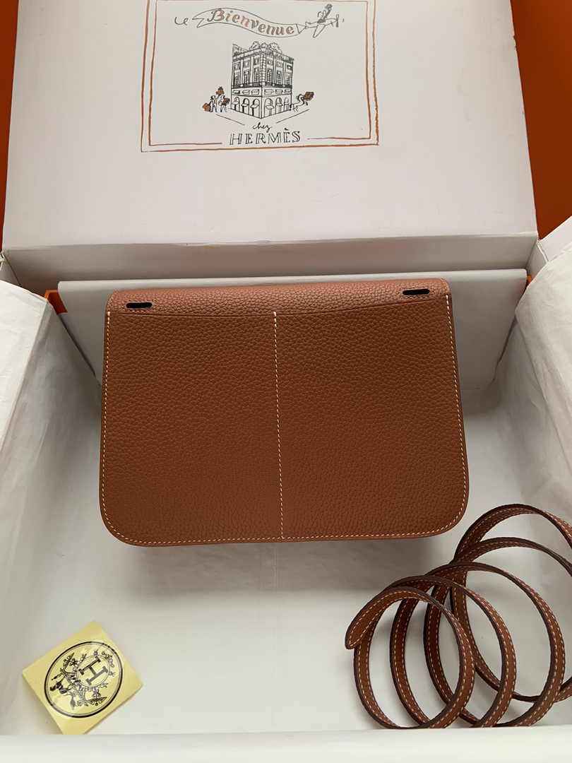 Hermes Halzan 25 Bag Brown Togo Leather Gold H082166 - Default Title - View 4