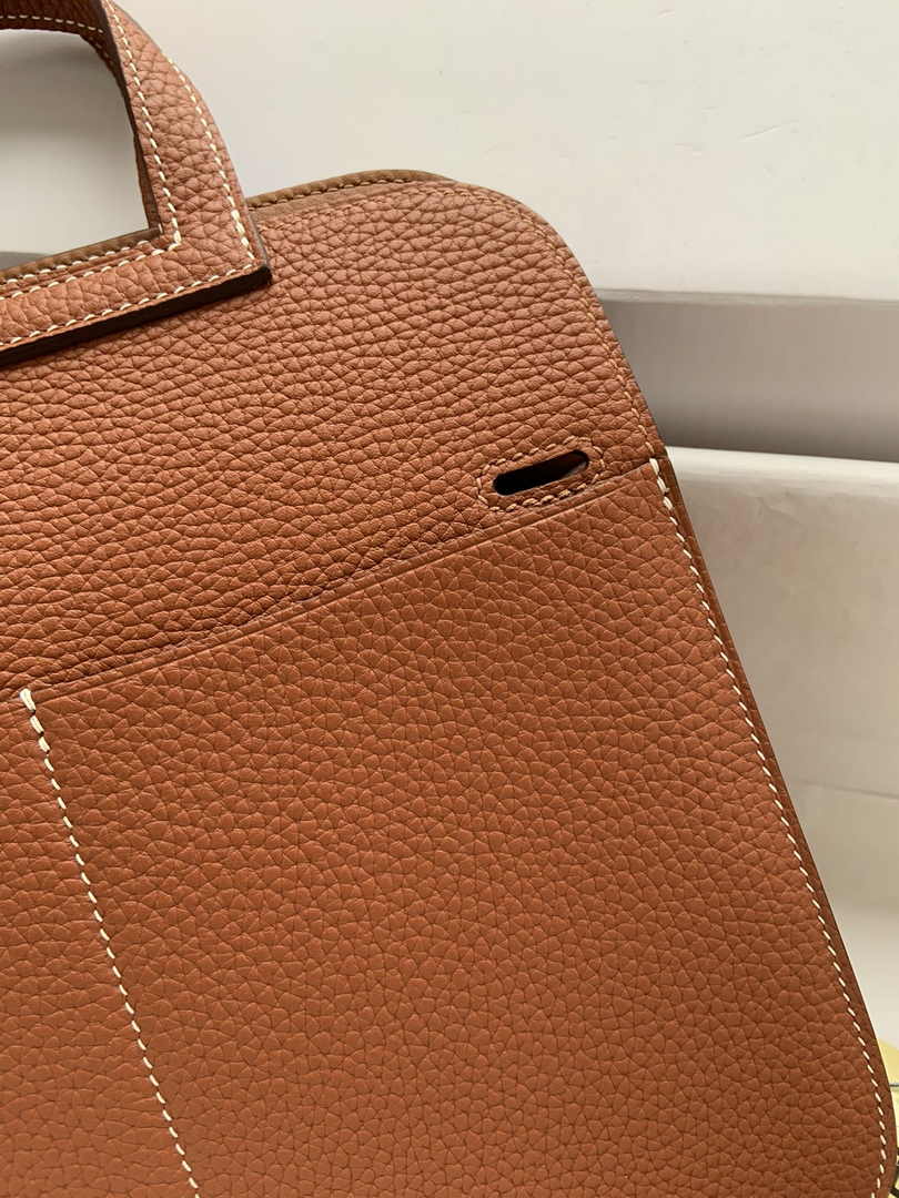 Hermes Halzan 25 Bag Brown Togo Leather Gold H082166 - Default Title - View 8