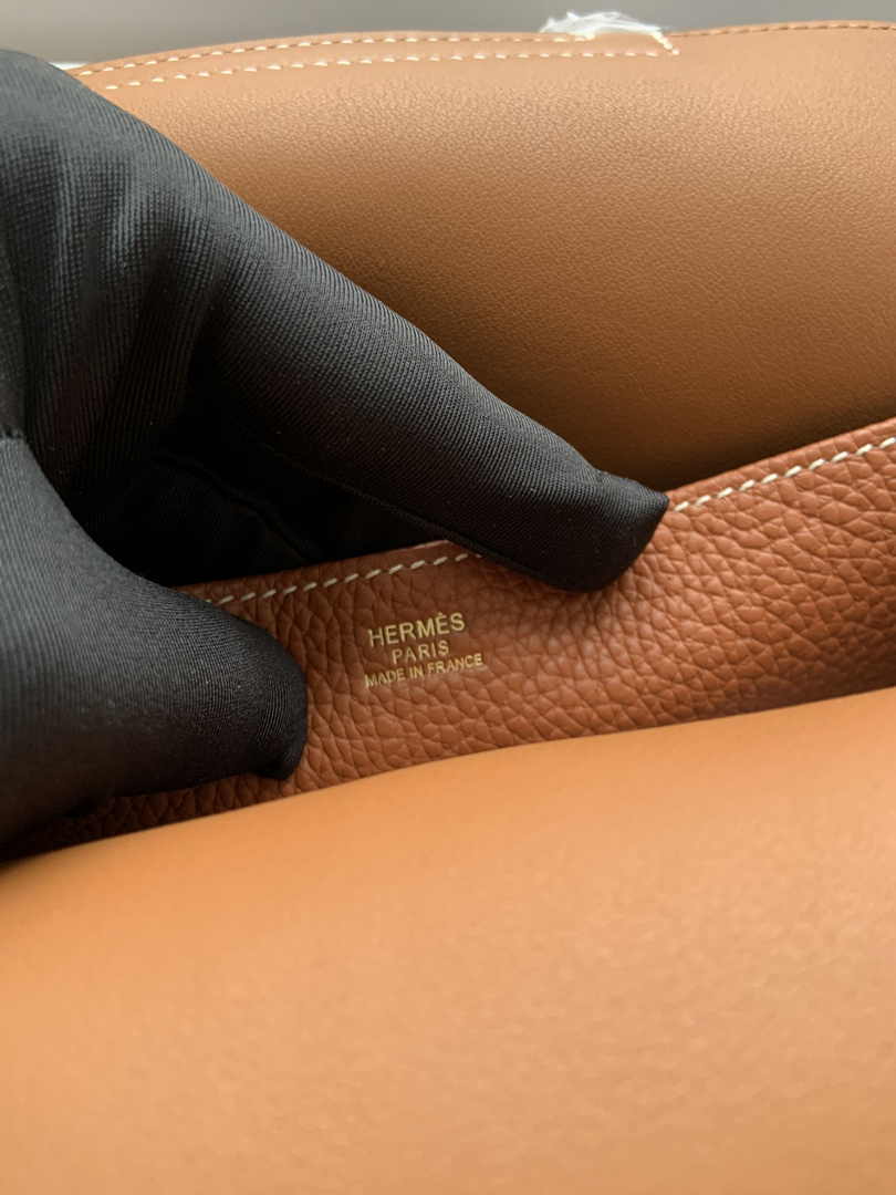 Hermes Halzan 25 Bag Brown Togo Leather Gold H082166 - Default Title - View 7