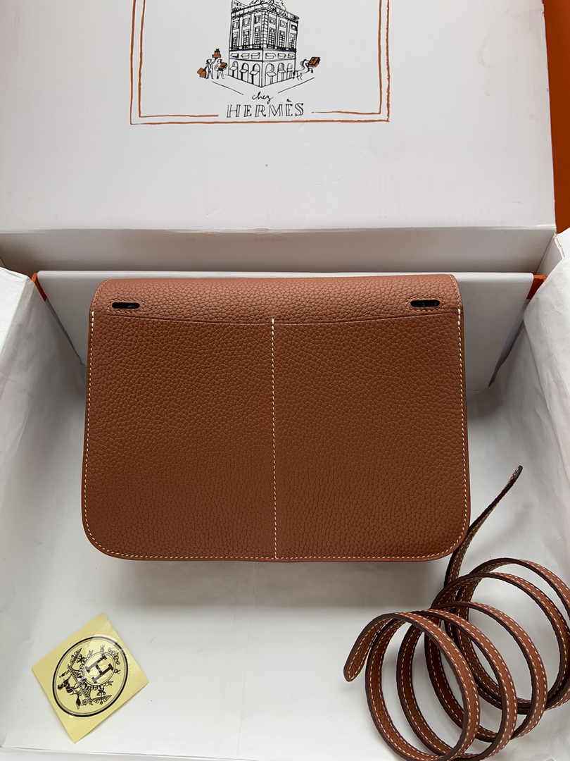 Hermes Halzan 25 Bag Brown Togo Leather Silver H082167 - Default Title - View 4