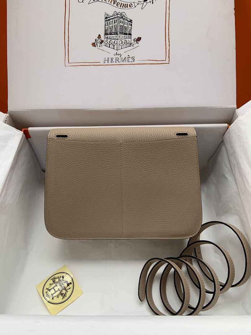 Hermes Halzan 25 Bag Khaki Togo Leather Gold H082170 - Default Title - View 4