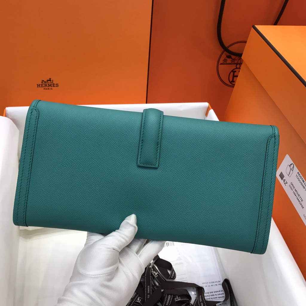 Hermes Jige 29 Wallet Clutch In Epsom Leather Blue Green - Default Title - View 2