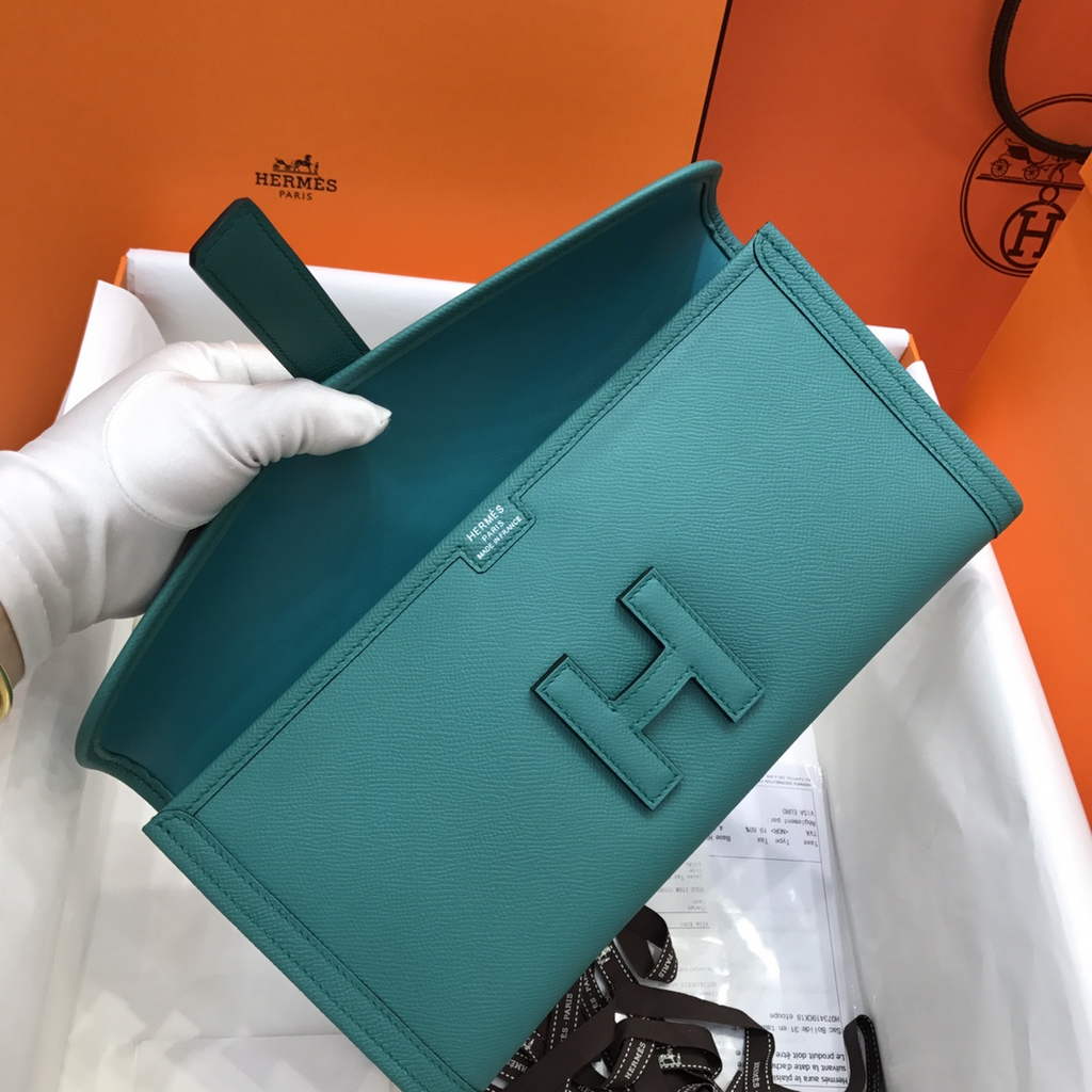 Hermes Jige 29 Wallet Clutch In Epsom Leather Blue Green - Default Title - View 6