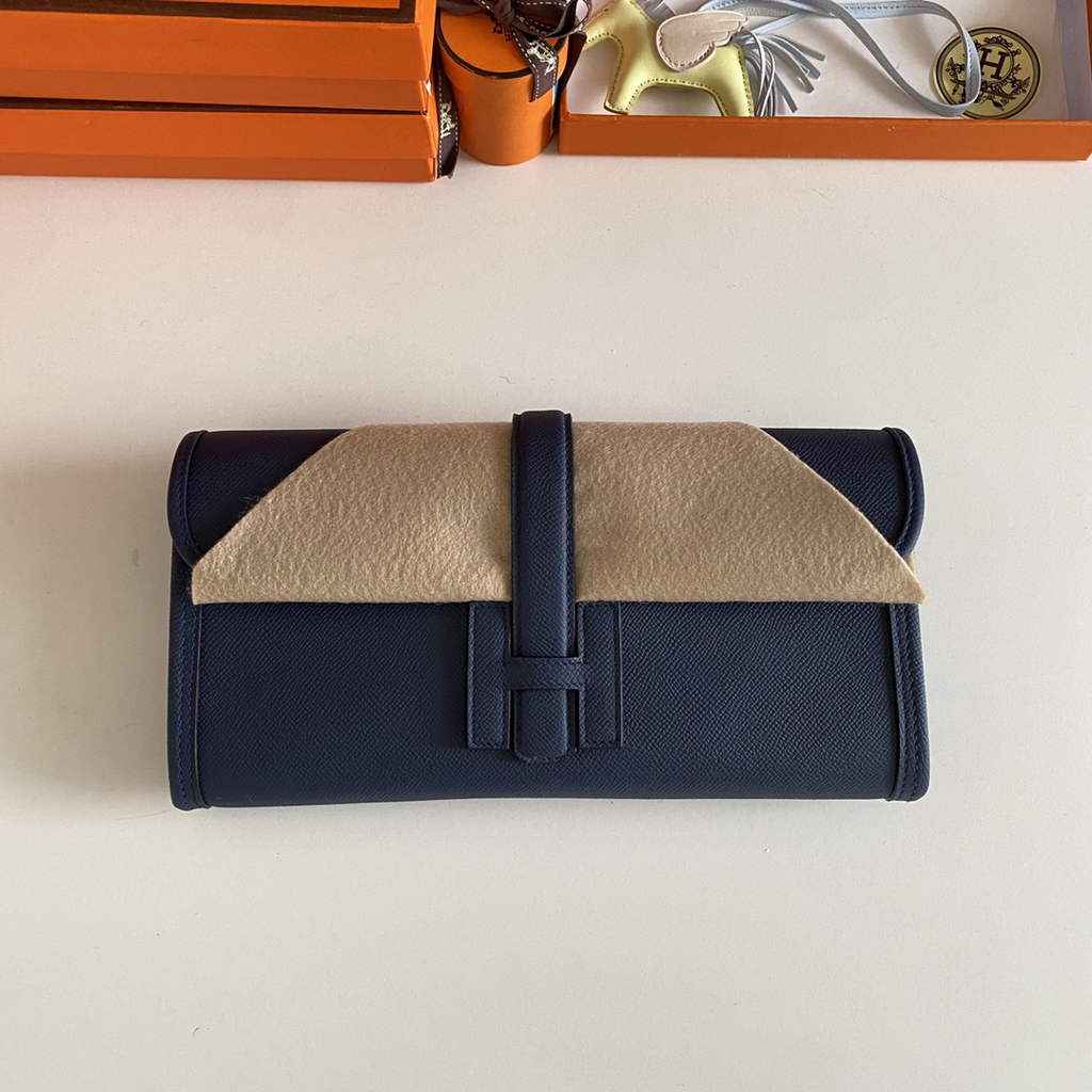 Hermes Jige 29 Wallet Clutch In Epsom Leather Navy Blue - Default Title - View 4
