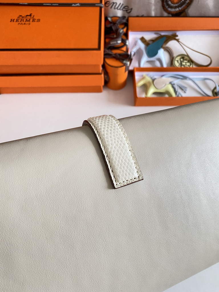 Hermes Jige Elan 29cm Wallet Clutch Swift Leather Beige lizard - Default Title - View 6