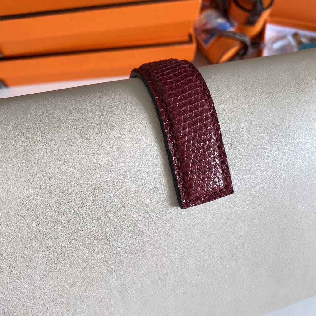 Hermes Jige Elan 29cm Wallet Clutch Swift Leather Beige Red lizard - Default Title - View 5