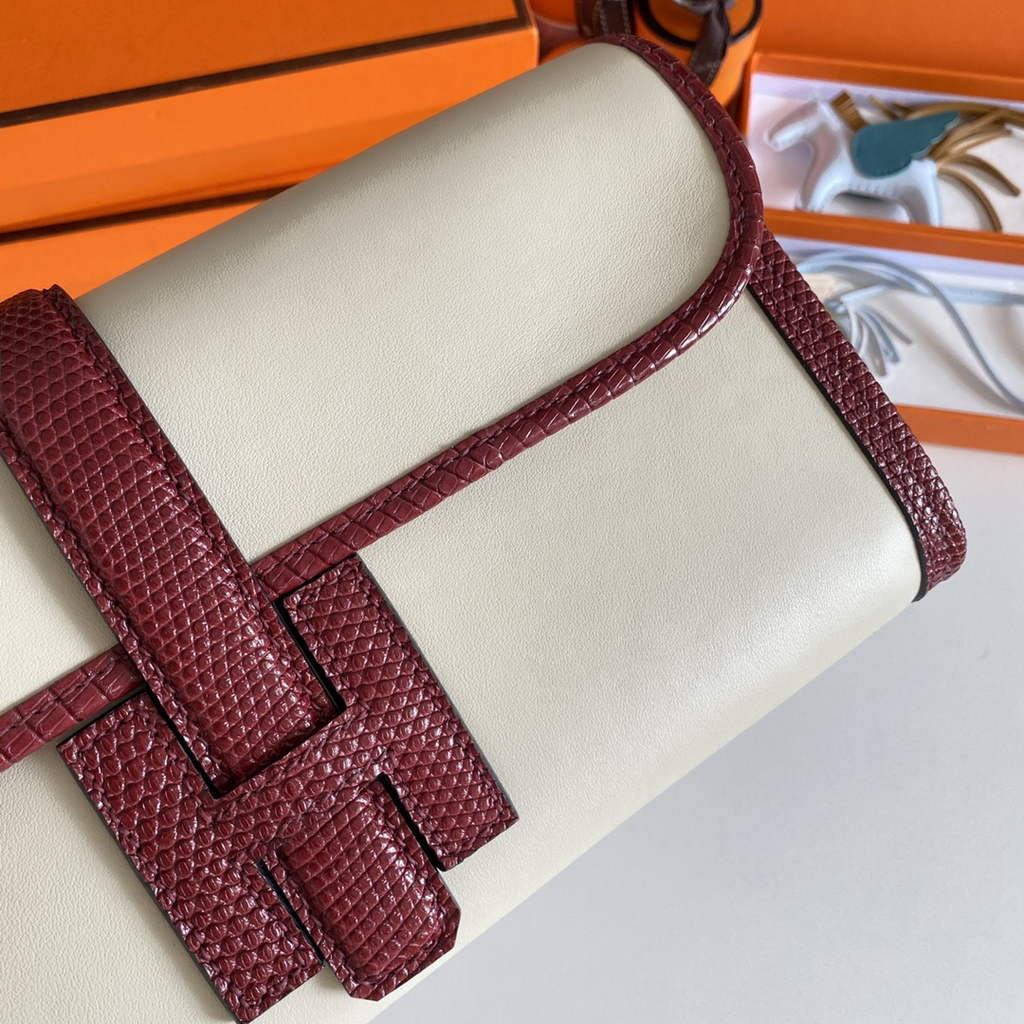 Hermes Jige Elan 29cm Wallet Clutch Swift Leather Beige Red lizard - Default Title - View 6