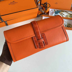 Hermes Jige Elan 29cm Wallet Clutch Swift Leather Crocodile Orange - Default Title - View 1