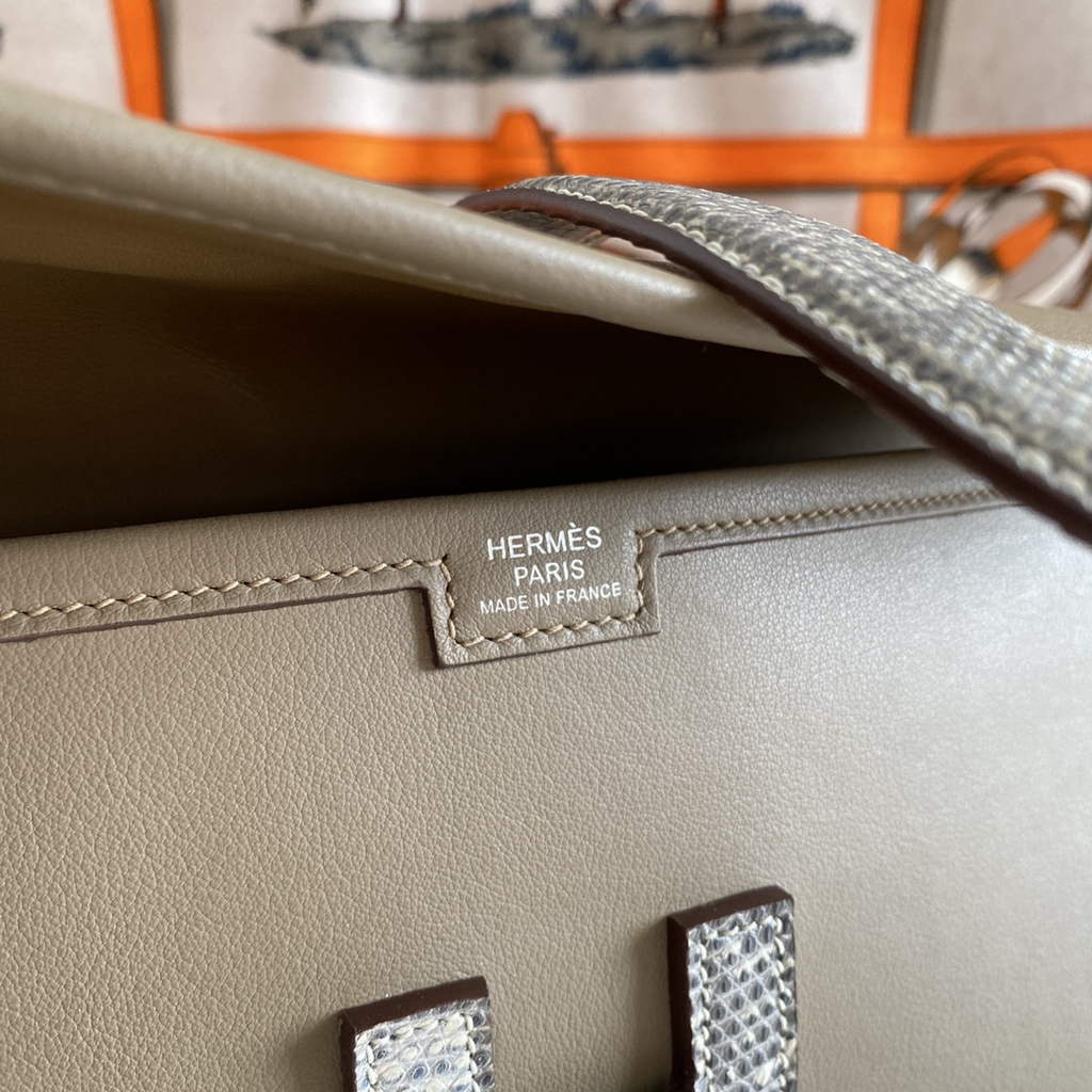 Hermes Jige Elan 29cm Wallet Clutch Swift Leather Gray lizard - Default Title - View 7