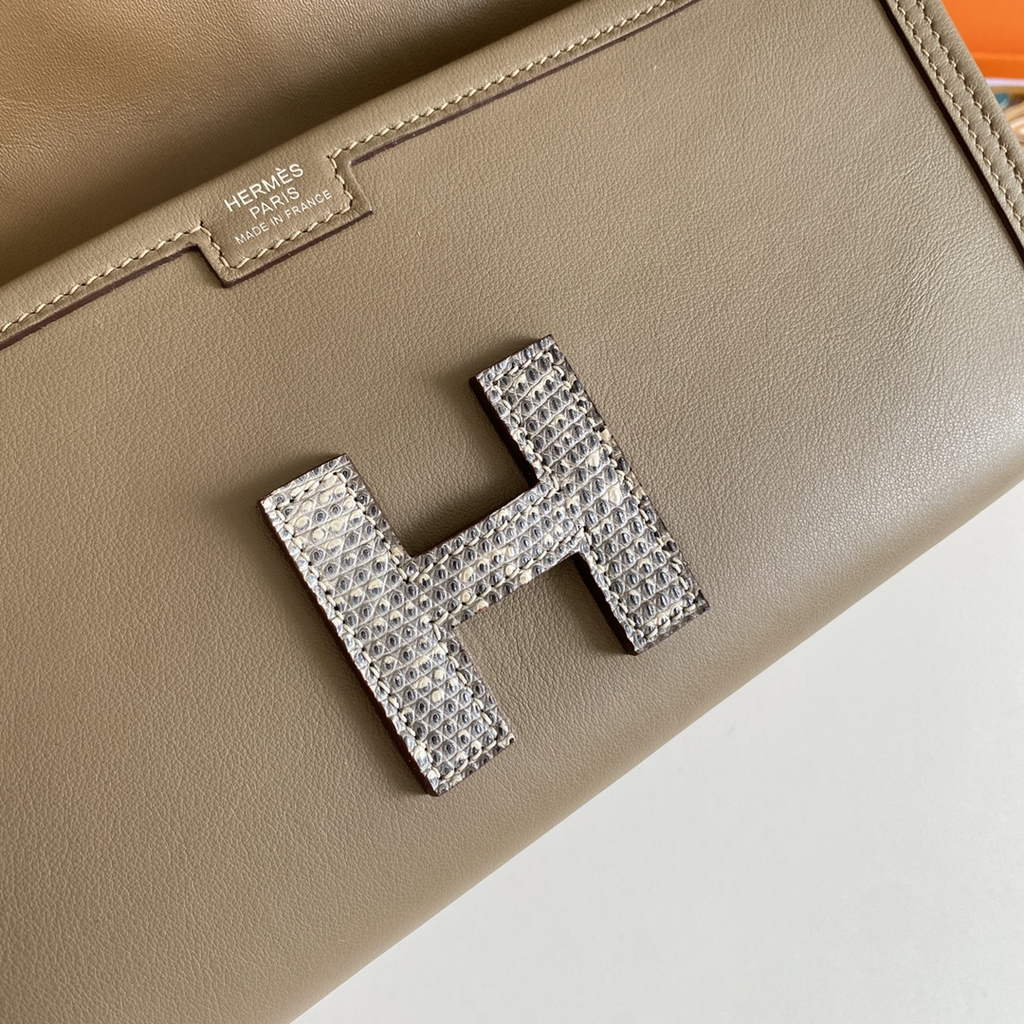 Hermes Jige Elan 29cm Wallet Clutch Swift Leather Gray lizard - Default Title - View 8
