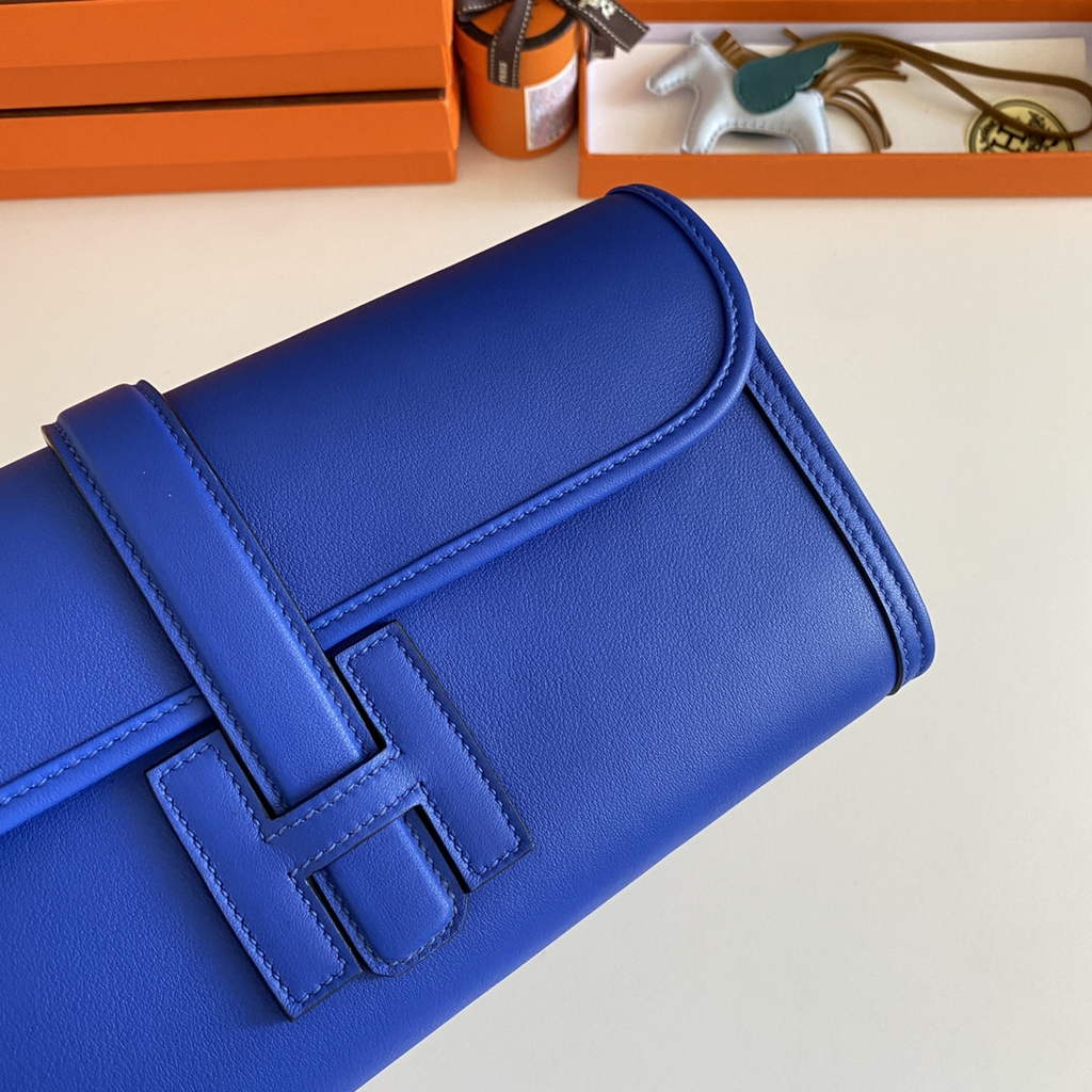 Hermes Jige Elan 29cm Wallet Clutch Swift Leather In Dark Blue - Default Title - View 5