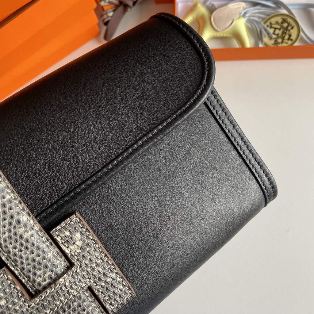 Hermes Jige Elan 29cm Wallet Clutch Swift Leather lizard Black - Default Title - View 6