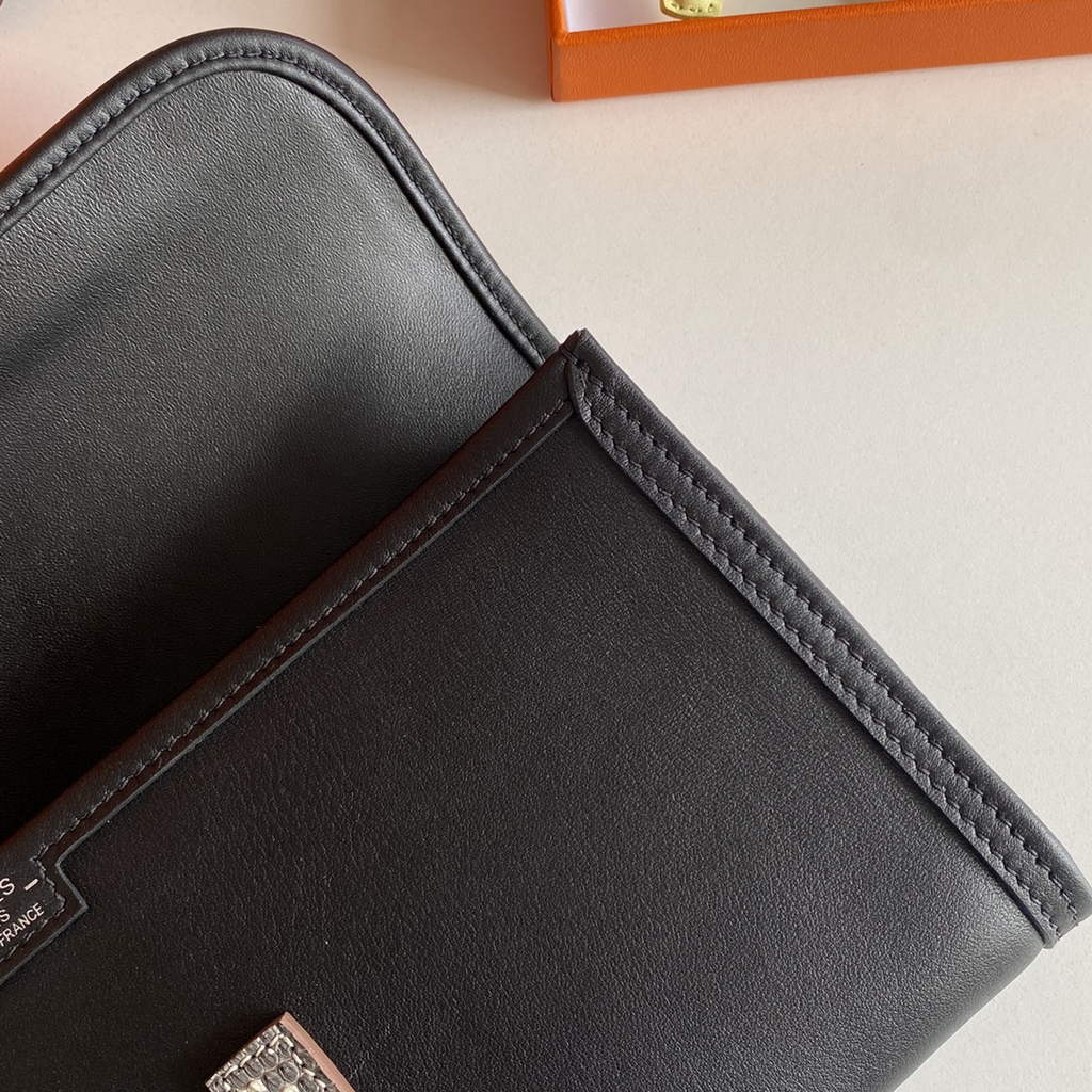 Hermes Jige Elan 29cm Wallet Clutch Swift Leather lizard Black - Default Title - View 9