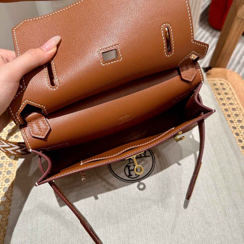 Hermes Jypsiere mini bag Tan Gold Swift Leather H25650 - Default Title - View 4
