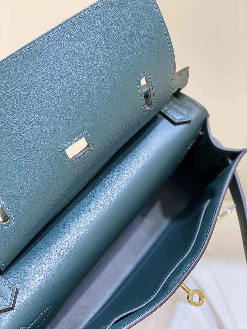 Hermes Jypsiere mini bag Dark Green Swift Leather Gold H25636 - Default Title - View 5