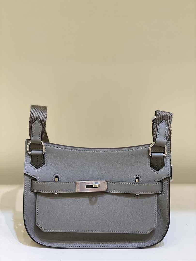 Hermes Jypsiere mini bag Dark Gray Swift Leather Silver H25631 - Default Title - View 2