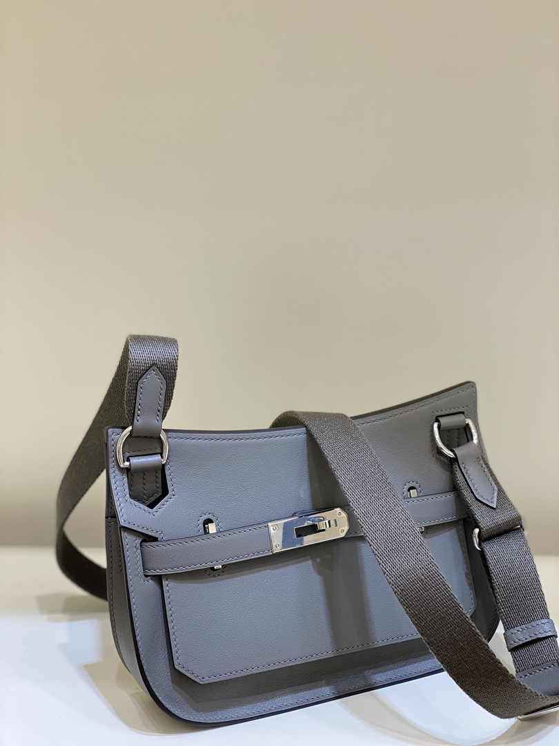 Hermes Jypsiere mini bag Dark Gray Swift Leather Silver H25631 - Default Title - View 4