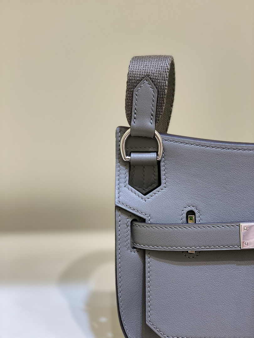 Hermes Jypsiere mini bag Dark Gray Swift Leather Silver H25631 - Default Title - View 9
