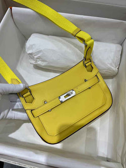Hermes Jypsiere mini bag Yellow Silver Swift Leather H25651 - Default Title - View 1