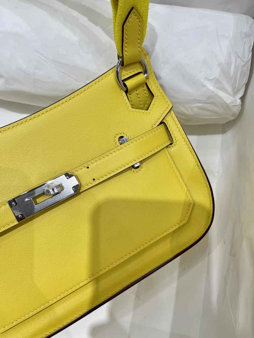 Hermes Jypsiere mini bag Yellow Silver Swift Leather H25651 - Default Title - View 4