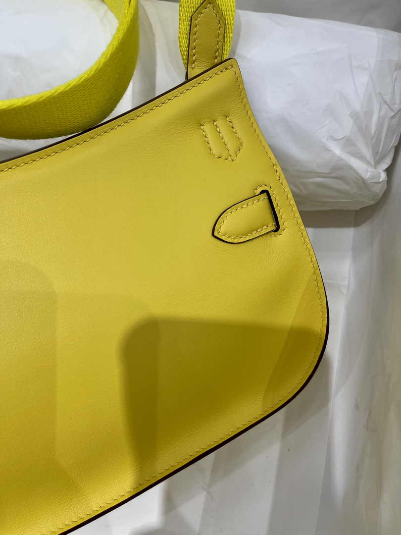 Hermes Jypsiere mini bag Yellow Silver Swift Leather H25651 - Default Title - View 5