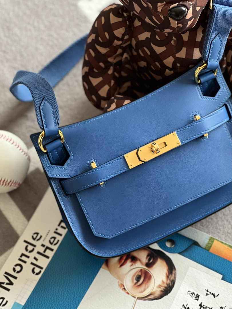 Hermes Jypsiere mini bag Blue Swift Leather Gold H25620 - Default Title - View 2