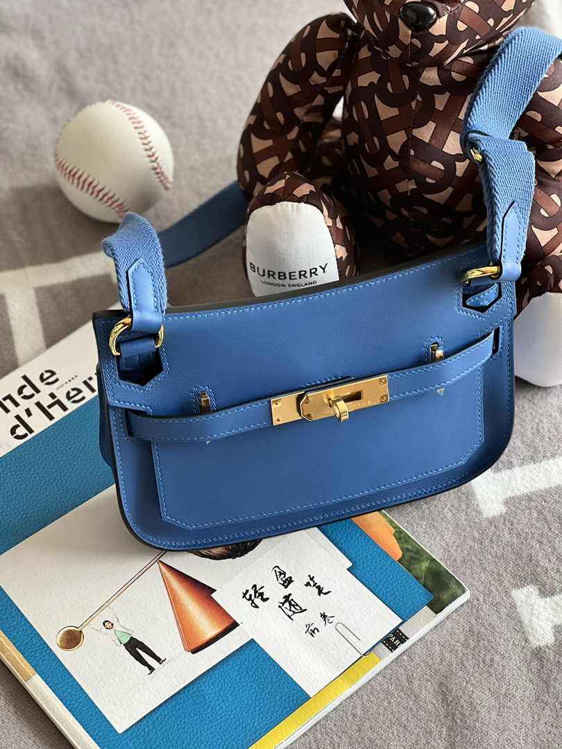 Hermes Jypsiere mini bag Blue Swift Leather Gold H25620 - Default Title - View 3