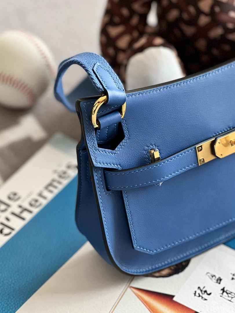 Hermes Jypsiere mini bag Blue Swift Leather Gold H25620 - Default Title - View 4