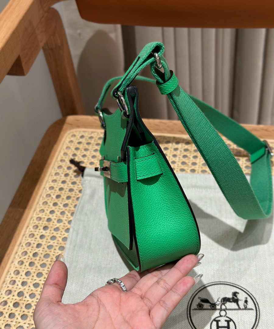 Hermes Jypsiere mini bag Green Swift Leather Silver H25611 - Default Title - View 3