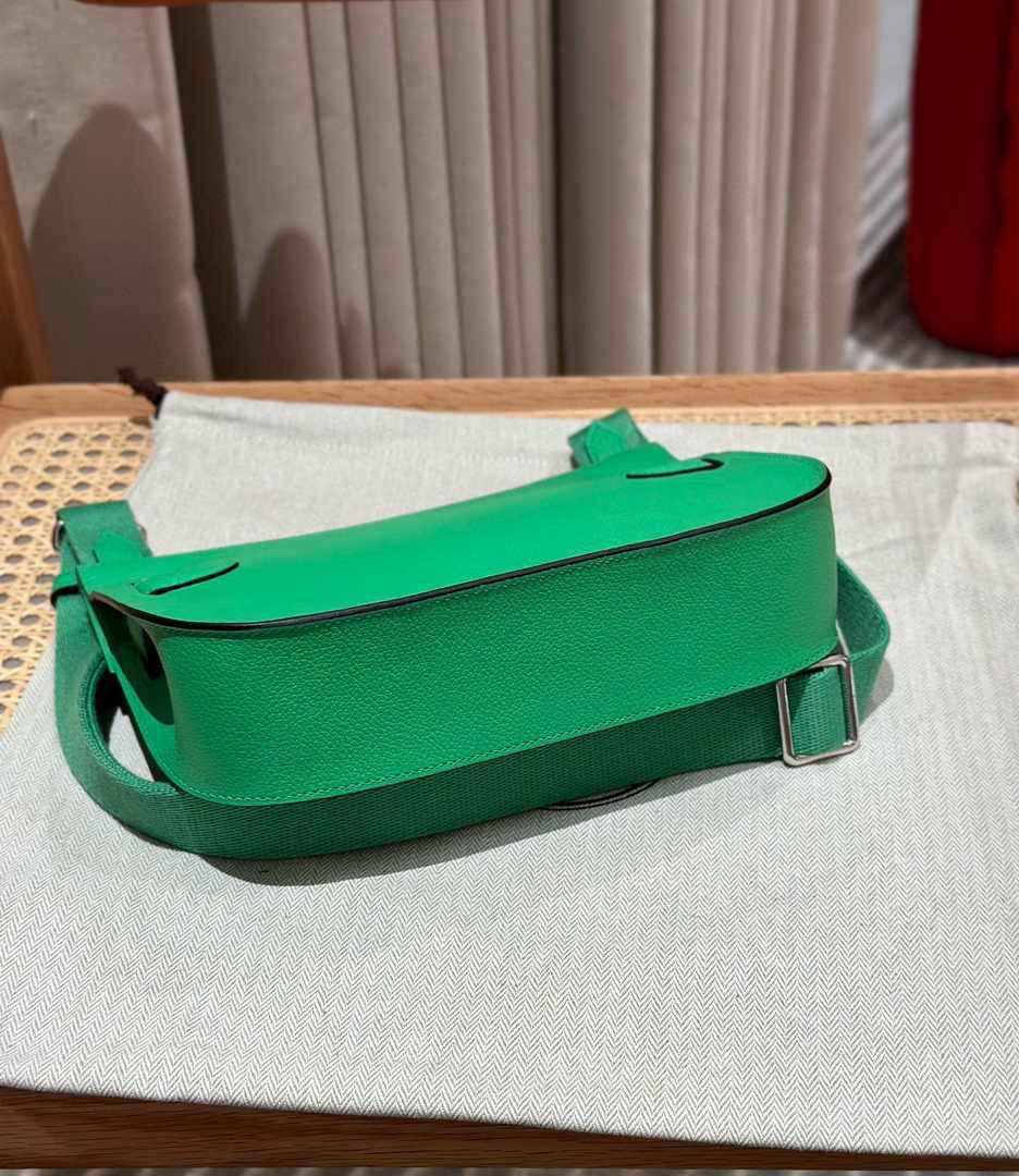 Hermes Jypsiere mini bag Green Swift Leather Silver H25611 - Default Title - View 4