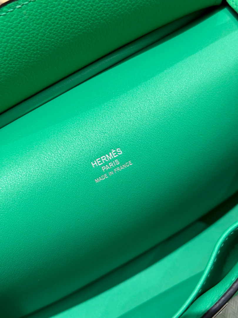 Hermes Jypsiere mini bag Green Swift Leather Silver H25611 - Default Title - View 6