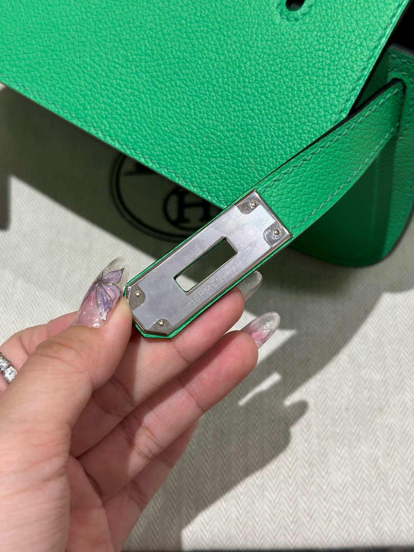 Hermes Jypsiere mini bag Green Swift Leather Silver H25611 - Default Title - View 9