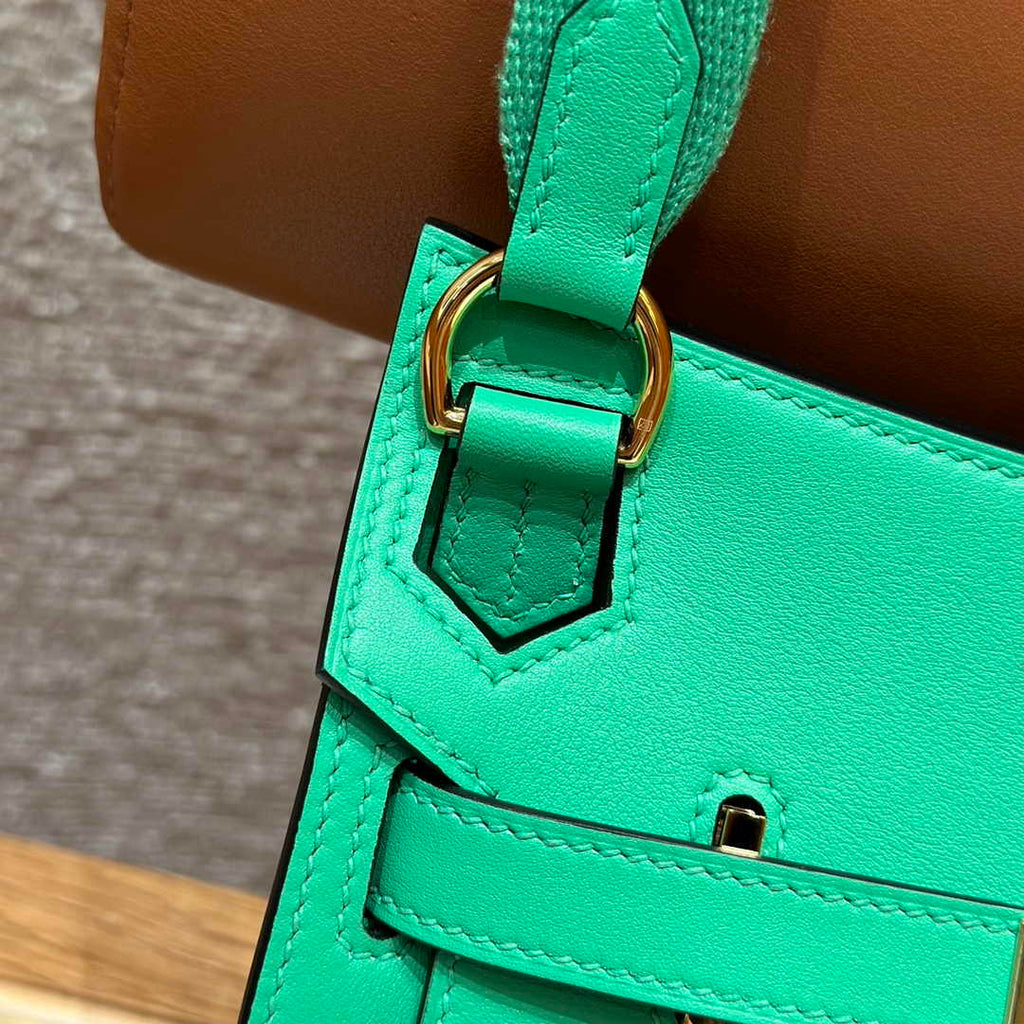 Hermes Jypsiere mini bag Green Swift Leather Gold H25610 - Default Title - View 6