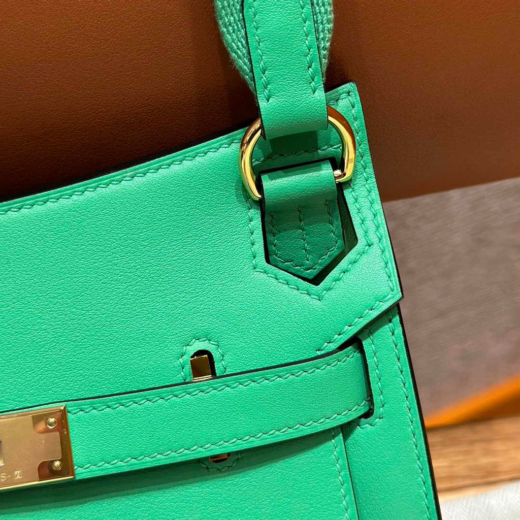 Hermes Jypsiere mini bag Green Swift Leather Gold H25610 - Default Title - View 7
