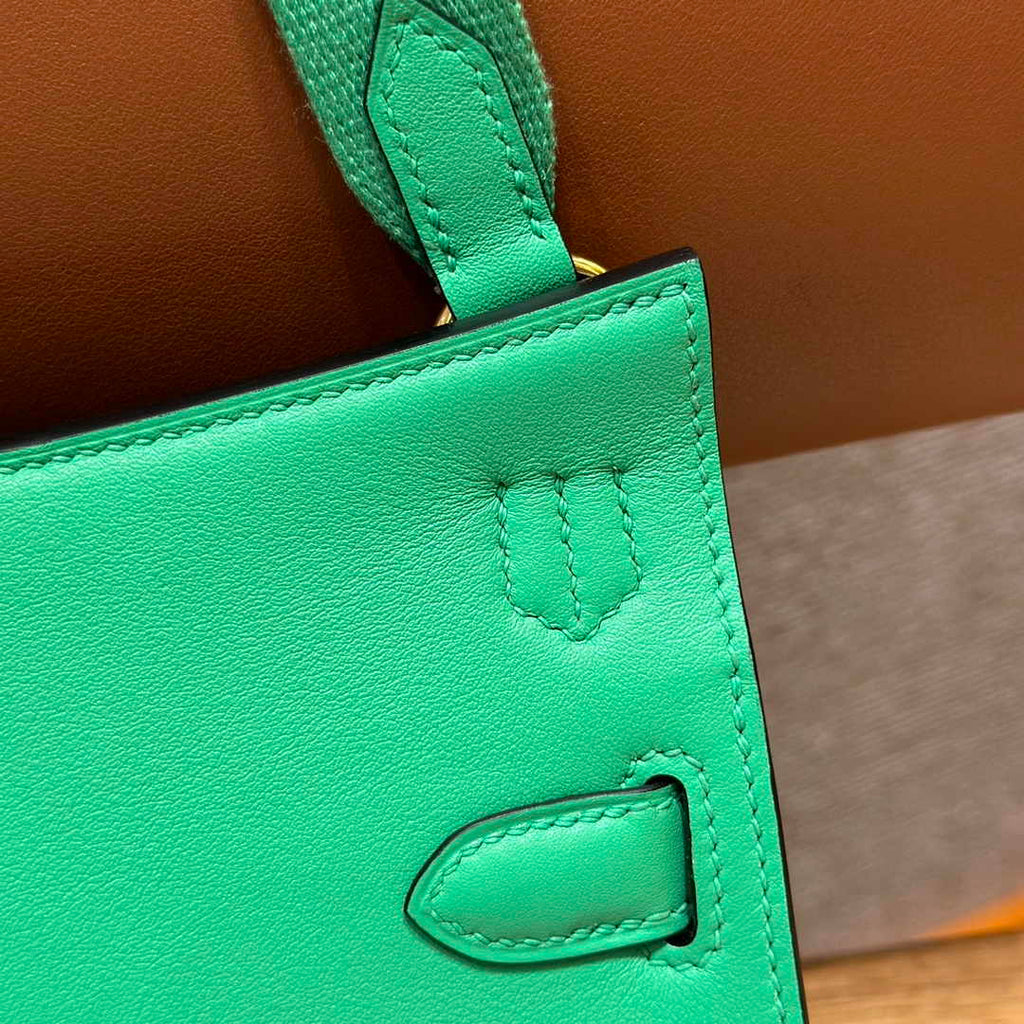 Hermes Jypsiere mini bag Green Swift Leather Gold H25610 - Default Title - View 9