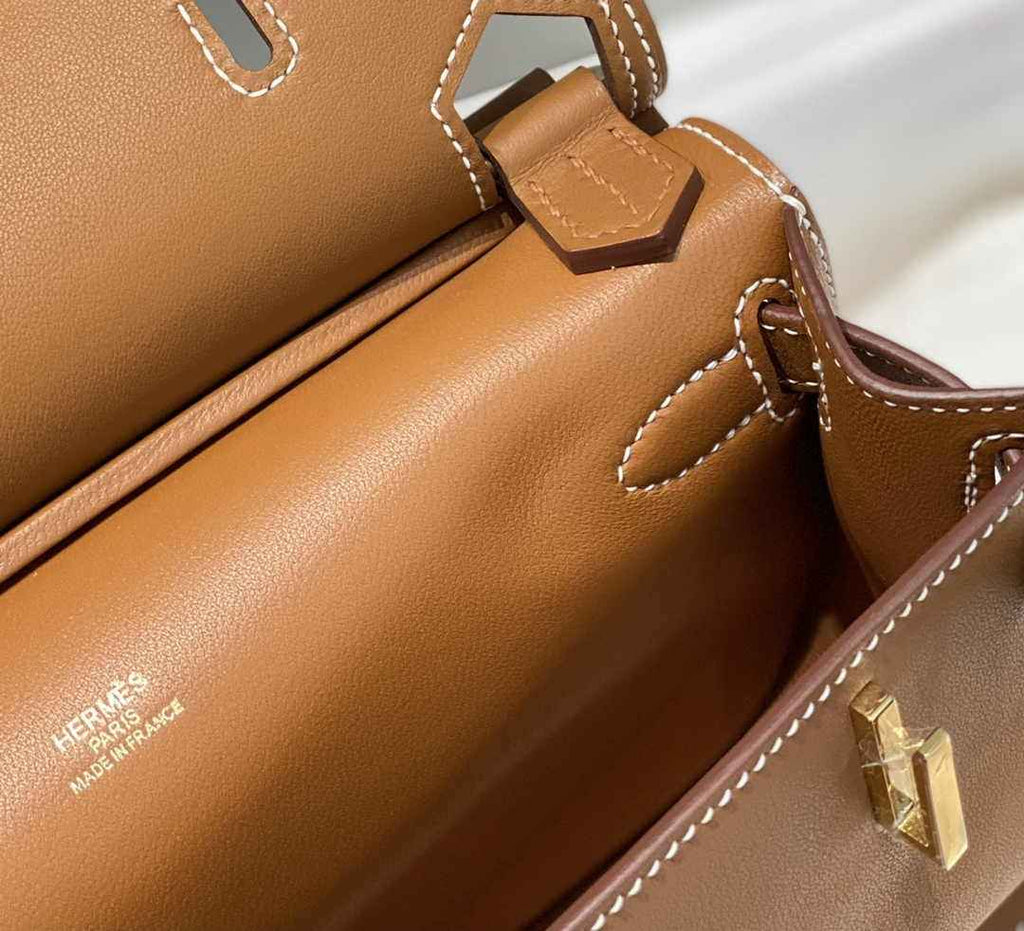 Hermes Jypsiere mini bag Tan Swift Leather Gold H25608 - Default Title - View 5
