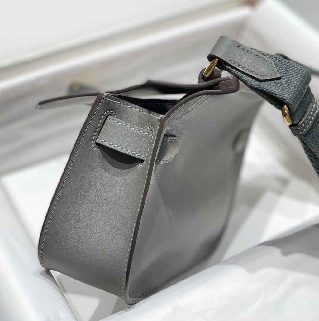 Hermes Jypsiere mini bag Dark Gray Swift Leather Gold H25633 - Default Title - View 4