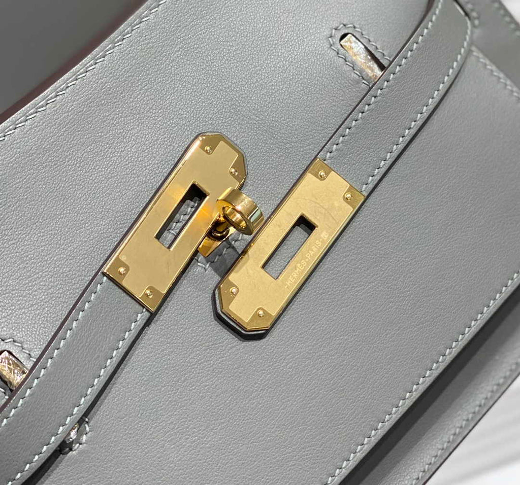 Hermes Jypsiere mini bag Dark Gray Swift Leather Gold H25633 - Default Title - View 8