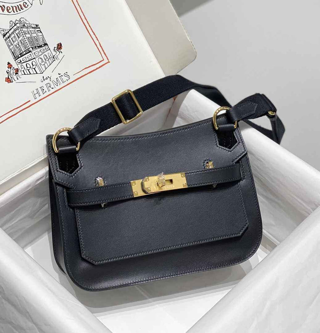 Hermes Jypsiere mini bag Black Swift Leather Gold H25602 - Default Title - View 1