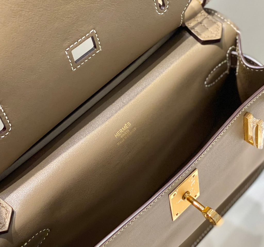 Hermes Jypsiere mini bag Gray Swift Leather Gold H25600 - Default Title - View 9