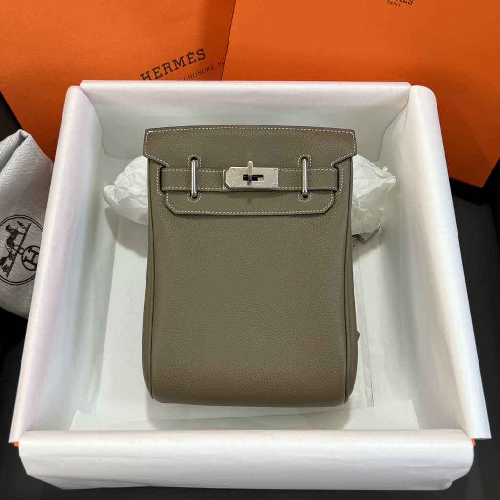 Hermès Kelly A Dos Hac Gray Togo Leather With Silver Hardware 20301 - Default Title - View 2