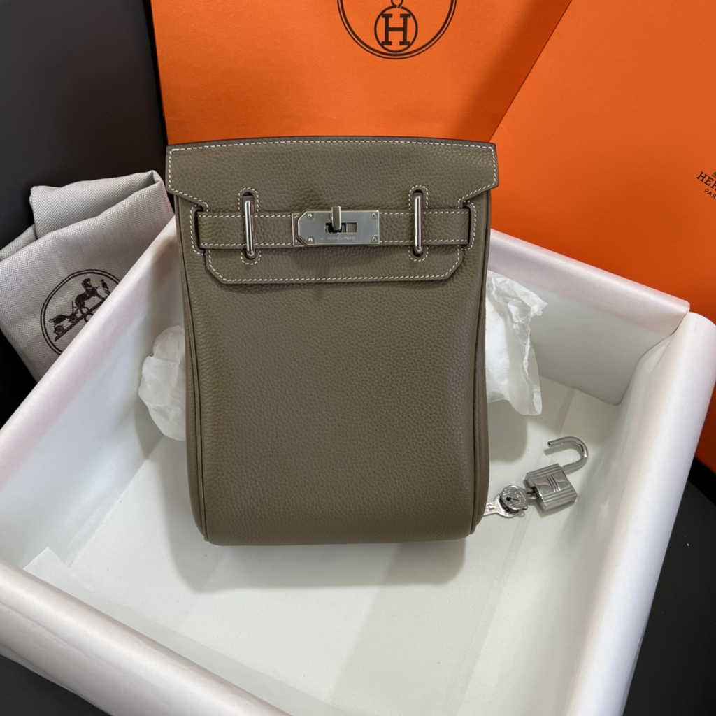 Hermès Kelly A Dos Hac Gray Togo Leather With Silver Hardware 20301 - Default Title - View 1