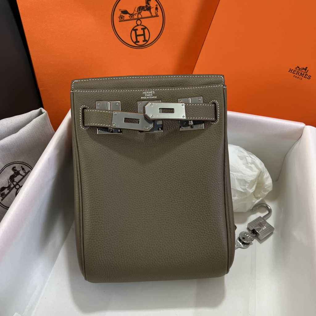 Hermès Kelly A Dos Hac Gray Togo Leather With Silver Hardware 20301 - Default Title - View 3