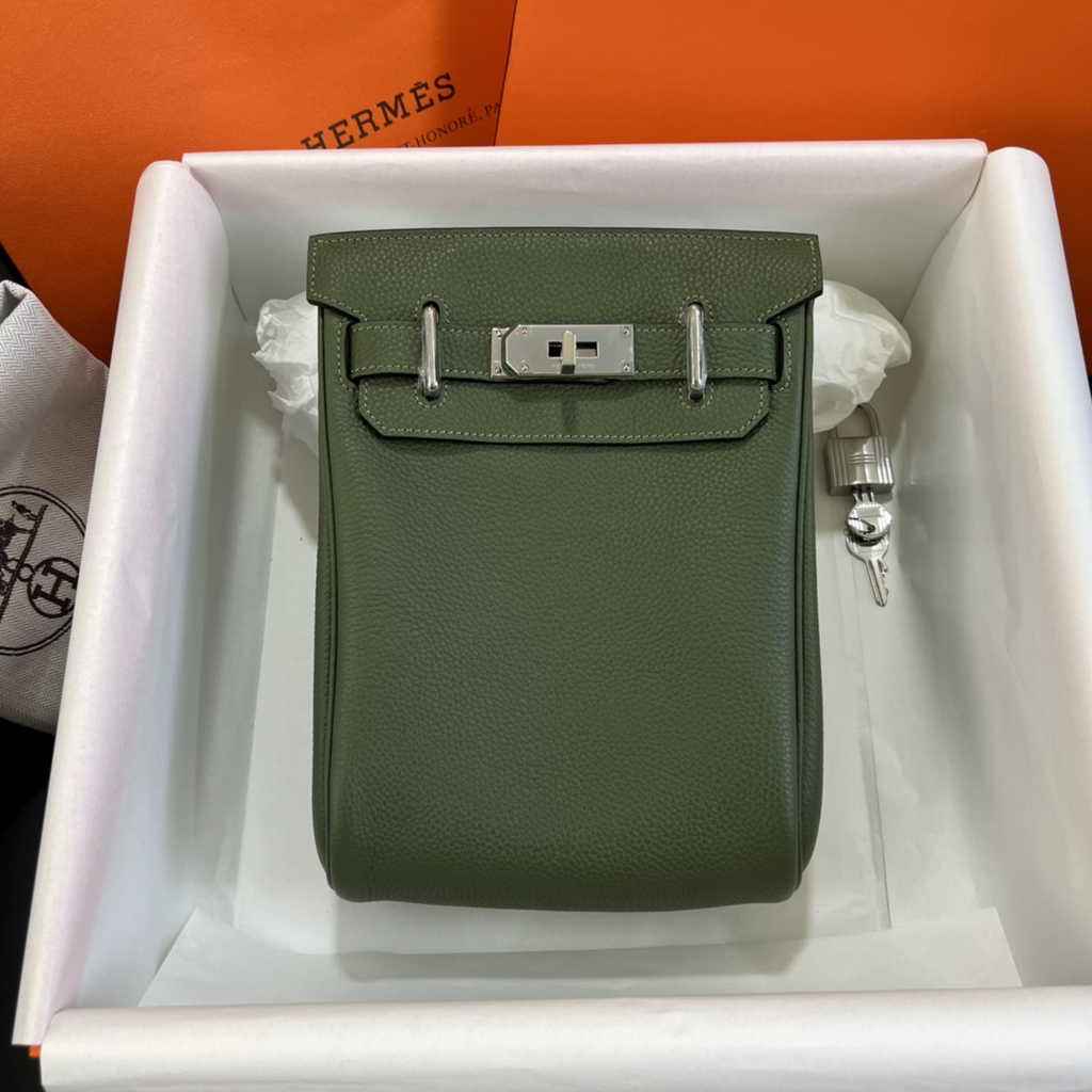 Hermès Kelly A Dos Hac Green Togo Leather With Silver Hardware 20302 - Default Title - View 2