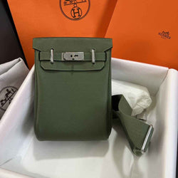 Hermès Kelly A Dos Hac Green Togo Leather With Silver Hardware 20302 - Default Title - View 1