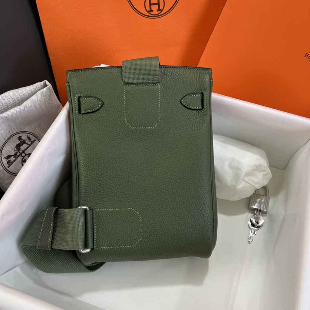 Hermès Kelly A Dos Hac Green Togo Leather With Silver Hardware 20302 - Default Title - View 3